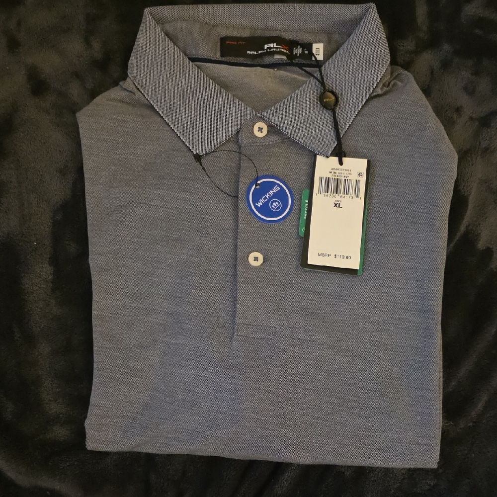 RLX Ralph Lauren Heathered Blue Polo Shirt